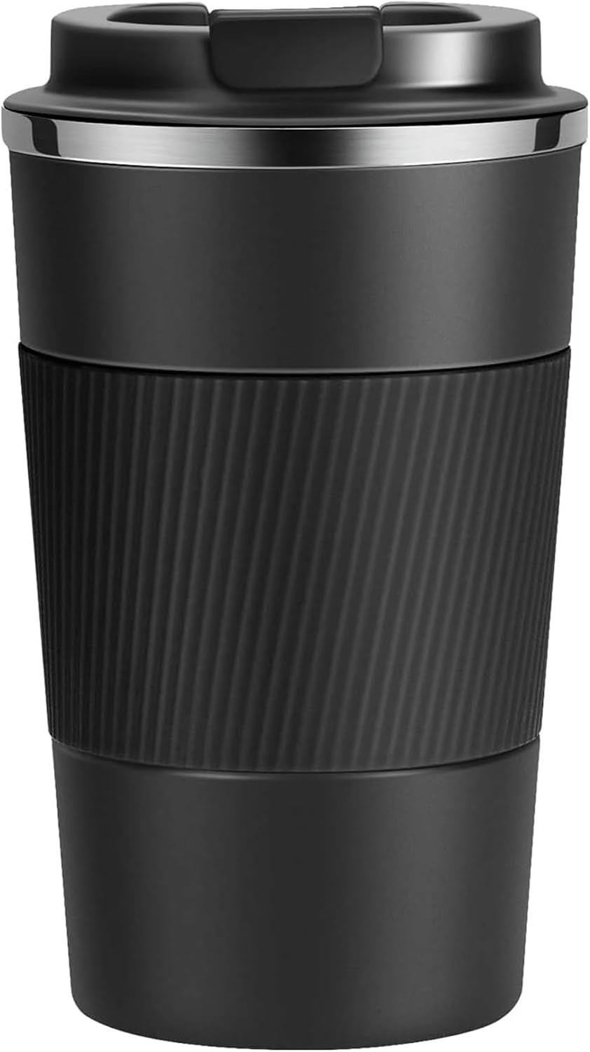 Mug isotherme: double paroi, en acier inoxydable, 380ml, noir