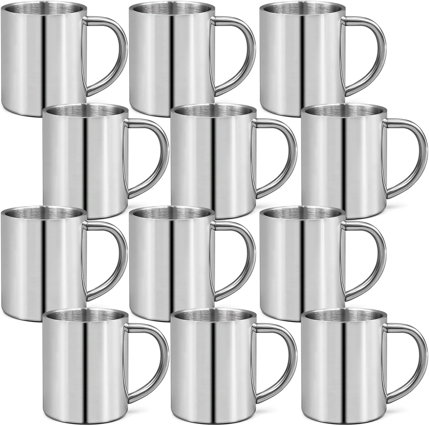 Mug isotherme: double paroi, en acier inoxydable, Lot de 12, 220 ml