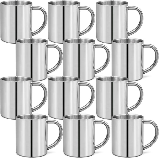 Mug isotherme: double paroi, en acier inoxydable, Lot de 12, 220 ml