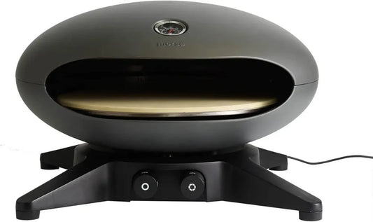 Four à pizza à gaz Morsø Forno Spin avec pierre rotative, design extérieur en aluminium, anthracite, 57 x 53 x 35 cm