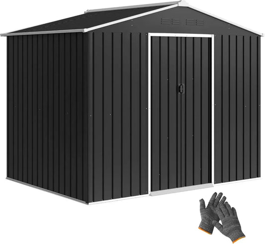 Outsunny Abri de Jardin Métallique Gris avec Portes Coulissantes et Aération 3,6 m²