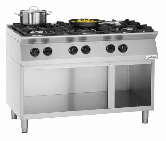 Cuisinière à gaz 6 brûleurs avec rangement ouvert - Bartscher