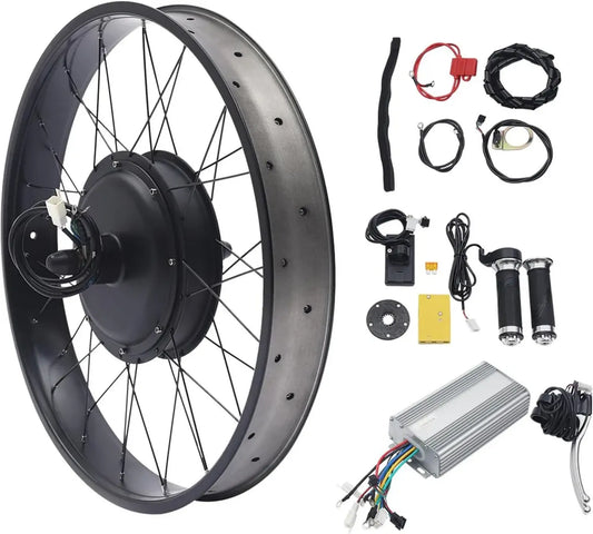 Kit de Conversion Vélo Électrique Fatbike 26' 48V 1500W avec Écran LCD Arrière