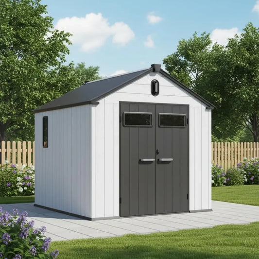 Abri de Jardin en Résine Gris 5,47m² avec Aluminium Durable, Plancher et Montage Facile