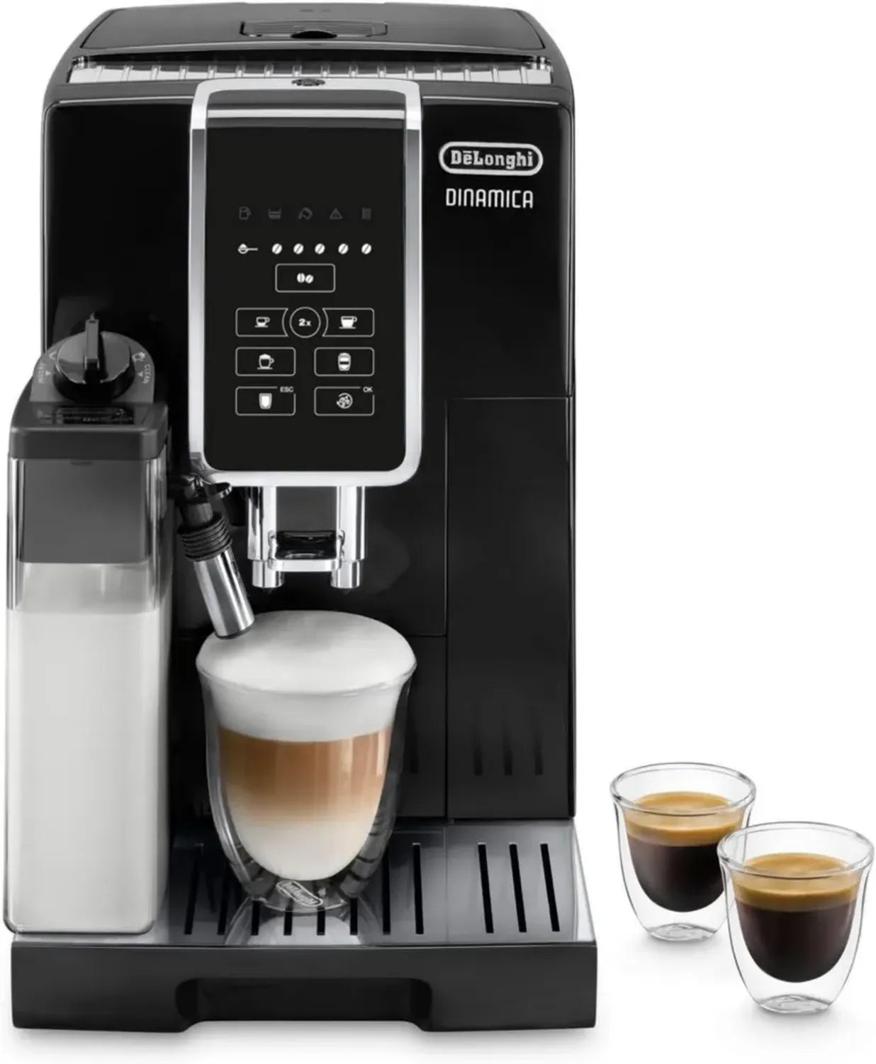 Machine à Café Automatique De'Longhi Dinamica avec Écran Tactile, 1.8L, Expresso et Cappuccino, Noire